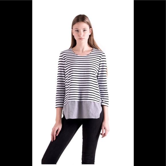 Anthropologie Lili’s closet GABBI BLACK STRIPED TOP - Picture 2 of 6